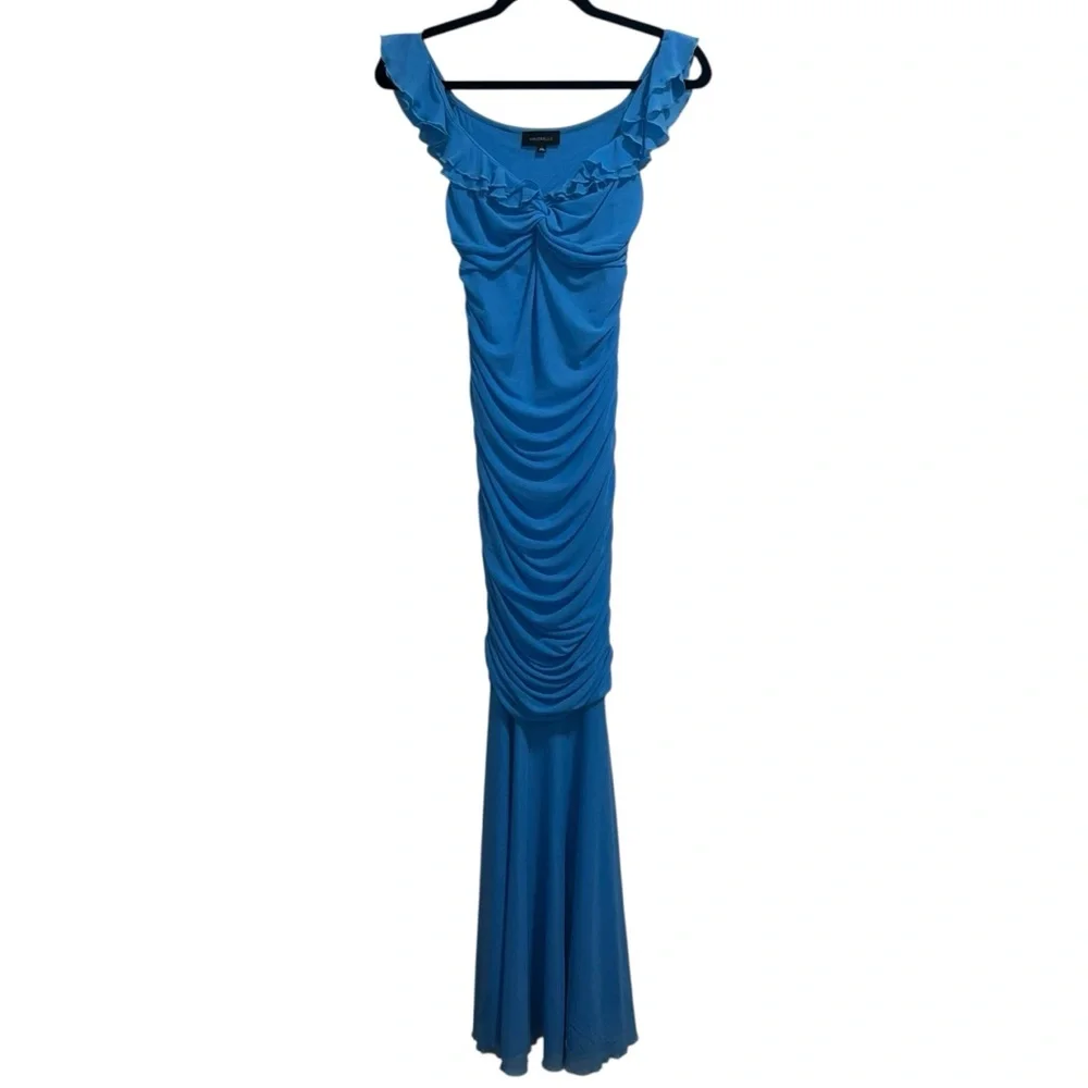 Majorelle Khalyla Off The Shoulder Maxi Gown In Blue